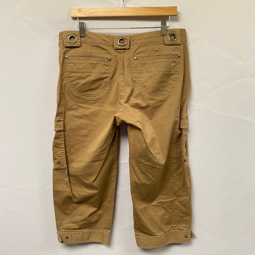 Athleta Cargo Capri Pants Khaki Tan Women Size 12 Utility Outdoor Casual Travel - Picture 8 of 11